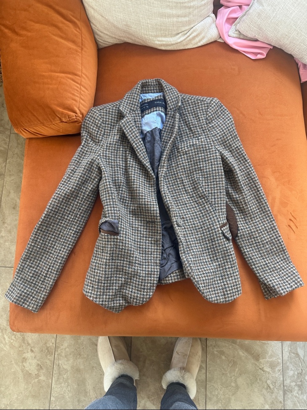 Tweed wool  brown Zara blazer